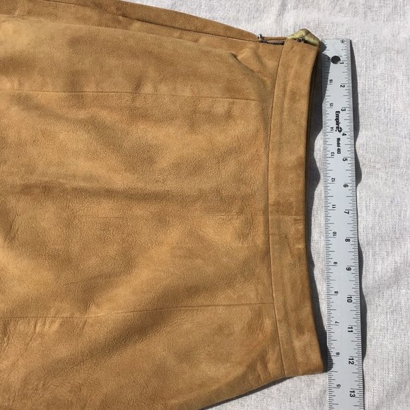 VTG 60s Rare Suede Leather Silk Women’s Pencil Skirt MOD Western Boho USA XS O - Picture 11 of 16